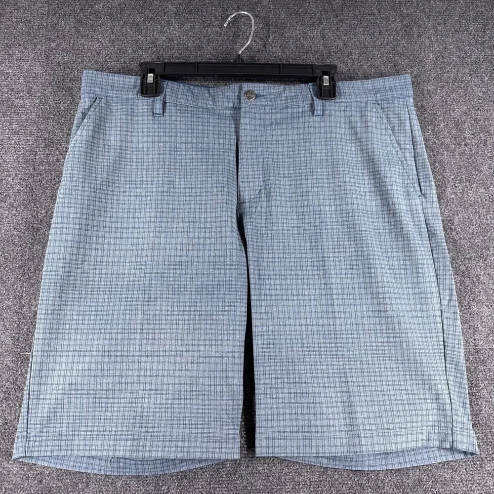 Adidas Shorts Mens 38 Blue Grey Grid Pattern Golf Performance‎ GU5103